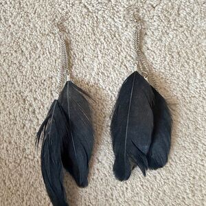 Elegant Black Feather Earrings